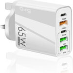 Qirg UK USB Charger Block 20W, 6.6A 2 USB C 3 USB A Ports Plug for England Ireland Scotland British Irish London Hong Kong Type G Adapter