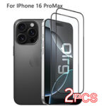 Qirg 2 Pack iPhone 16 Pro Max Screen Protector [9H+ Aerospace Tempered Glass＆ One-Step Installation] Full Coverage Fit Bubble Free Top-Notch Protection