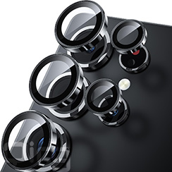 Qirg (3+2PCS) Camera Lens Protector for Samsung Galaxy S25 Ultra 5G, 9H Tempered Glass Camera Cover Screen Protector Metal Individual Ring [Installation Tray][Removal tool][Case Friendly]- Phantom Black