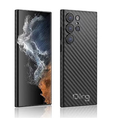 Qirg Carbon Fiber Texture Ultra Light Ultra Thin Protective Case Cover for Samsung Galaxy S24 Ultra (Black)