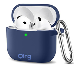 Qirg Compatible with AirPods 4 Case, Soft Silicone Full Protective Case Cover for Apple AirPods 4 Cases with Keychain,Compatible with AirPods 4th Generation Case Accessories for Women Men, Blue