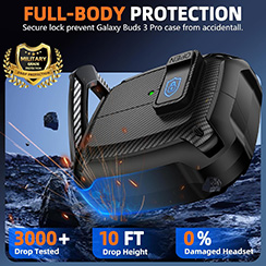 Qirg Compatible with Samsung Galaxy Buds 3 Case & Galaxy Buds 3 Pro Case,Full Body Shockproof Hard Shell Protection Design,with Secure Lock Clip