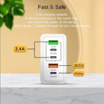 Qirg 120W Fast Charger with 5 Ports, 3PD+2USB Multiport Charger Block for Multiple Device, 120w Fast Charging Wall Charger, 5 Port Travel Charger Fast Mobile Charger Adapter (White, UK)