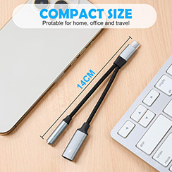 USB Type-C to 3.5mm headphone and charger adapter compatible with iPhone 16 15,Galaxy S25 S24 S23 S22&Other Type-c Phone