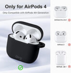 Qirg Compatible with AirPods 4 Case, Soft Silicone Full Protective Case Cover for Apple AirPods 4 Cases with Keychain,Compatible with AirPods 4th Generation Case Accessories for Women Men, Blue