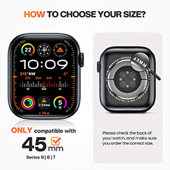 Qirg 2 in 1 Waterproof Case for Apple Watch Series 9 8 7 Screen Protector 45mm, 360 Protective Glass Face Cover Hard PC Bumper + Back Frame for iWatch Accessories 45 mm