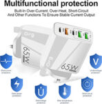 Qirg UK USB Charger Block 20W, 6.6A 2 USB C 3 USB A Ports Plug for England Ireland Scotland British Irish London Hong Kong Type G Adapter