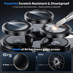 Qirg Camera Lens Protector for iPhone 16 Pro/iPhone 16 Pro Max , HD Tempered Metal Glass Camera Screen Protector Cover Film Accessories-Black