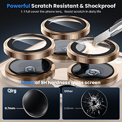 Qirg Camera Lens Protector for iPhone 16 Pro/iPhone 16 Pro Max , HD Tempered Metal Glass Camera Screen Protector Cover Film Accessories-Bronze