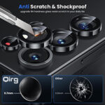 Qirg (3+2PCS) Camera Lens Protector for Samsung Galaxy S25 Ultra 5G, 9H Tempered Glass Camera Cover Screen Protector Metal Individual Ring [Installation Tray][Removal tool][Case Friendly]- Phantom Blue