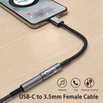 Qirg 3.5mm Audio Adapter Cables USB Type C to 3.5mm Female Headphone Jack Adapter, USB C to Aux Audio Dongle Cable Cord Compatible with iPhone 16, 15 Samsung Galaxy S25 S24 S23 and More