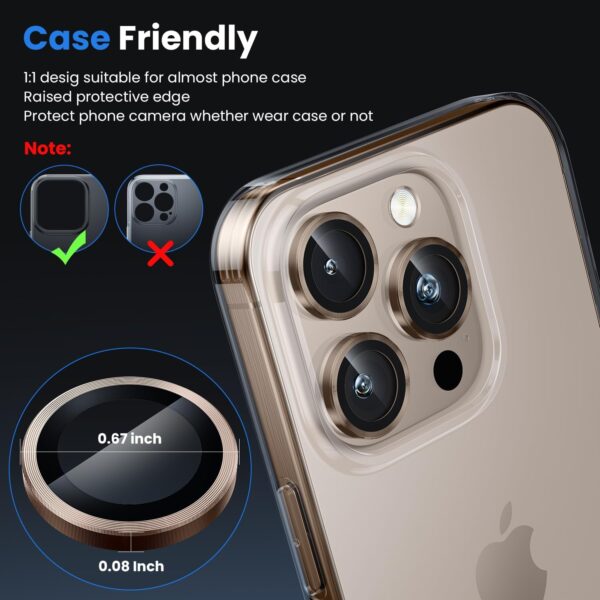 Camera Lens Protector for iPhone 16 Pro/iPhone 16 Pro Max , HD Tempered Metal Glass Camera Screen Protector Cover Film Accessories-Bronze