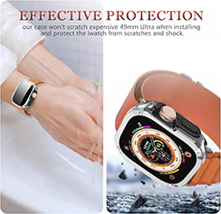 Case 49mm Fit for Apple Watch Ultra 2 & 1 49mm Case, Shockproof Soft Bumper + Anti-Scratch Hard Protector, Heavy-Duty Military Style Armor Cover for iWatch 49mm Strap Accessories-Silver