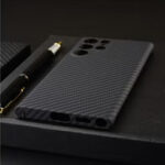 Qirg Carbon Fiber Texture Ultra Light Ultra Thin Protective Case Cover for Samsung Galaxy S24 Ultra (Black)
