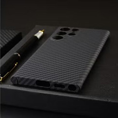 Qirg Carbon Fiber Texture Ultra Light Ultra Thin Protective Case Cover for Samsung Galaxy S24 Ultra (Black)