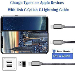 USB A male to USB type C Charger Adapter Cables (1 Pack，Black)