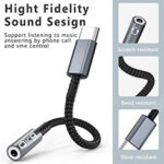 Qirg 3.5mm Audio Adapter Cables USB Type C to 3.5mm Female Headphone Jack Adapter, USB C to Aux Audio Dongle Cable Cord Compatible with iPhone 16, 15 Samsung Galaxy S25 S24 S23 and More