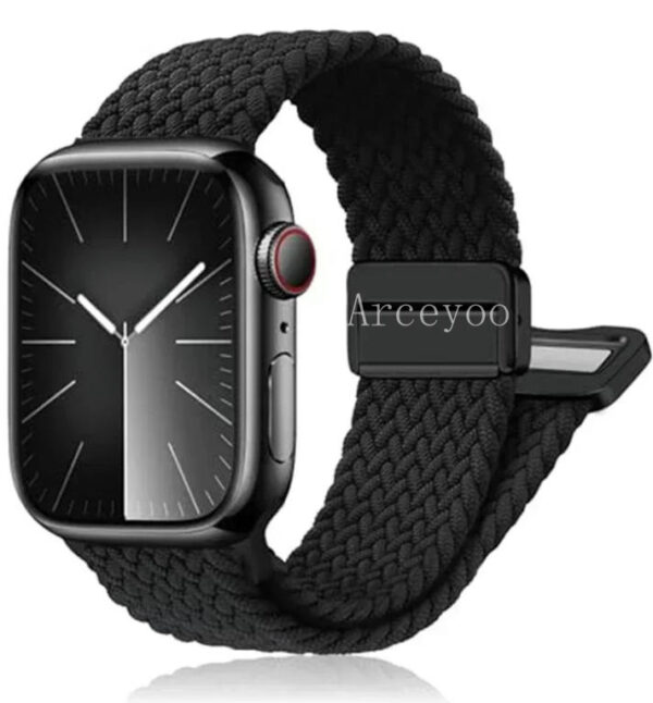 Magnetic Braided Stretchy Loop - Compatible with Apple Watch Band 42mm 46mm 40mm 41mm 44mm 45mm 38mm Ultra/2 49mm Women Men,Elastic Woven Fabric Nylon Strap for iWatch Ultra Series 10 9 8 7 6 5 4 3 SE