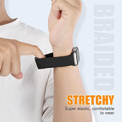 Magnetic Braided Stretchy Loop - Compatible with Apple Watch Band 42mm 46mm 40mm 41mm 44mm 45mm 38mm Ultra/2 49mm Women Men,Elastic Woven Fabric Nylon Strap for iWatch Ultra Series 10 9 8 7 6 5 4 3 SE