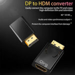 2Pcs DisplayPort to HDMI-Compatible Adapter Converter 4K Display Port Male DP to HDMI Female HD TV Cable Adapter Video Audio for PC TV Projector