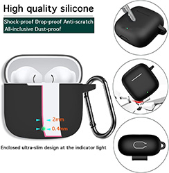 Qirg Case for Huawei Freebuds SE 3 / Se 2 Gen Protective Silicone Case with Keychain Cover (Black)