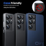 Qirg (3+2PCS) Camera Lens Protector for Samsung Galaxy S25 Ultra 5G, 9H Tempered Glass Camera Cover Screen Protector Metal Individual Ring [Installation Tray][Removal tool][Case Friendly]- Phantom Black