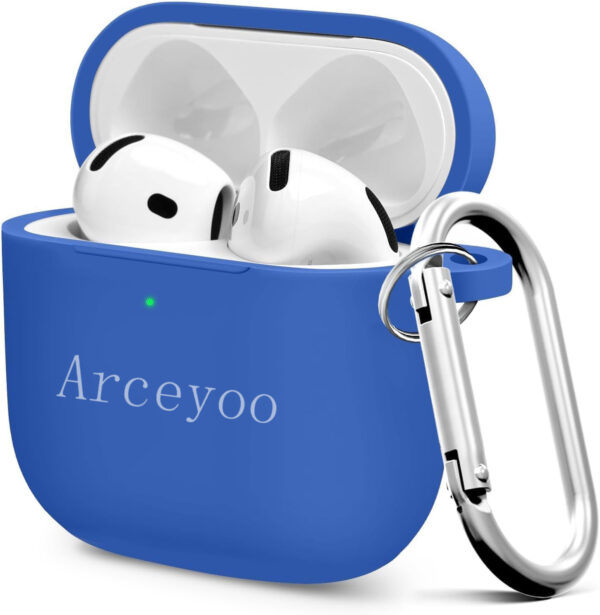 Qirg Compatible with AirPods 4 Case, Soft Silicone Full Protective Case Cover for Apple AirPods 4 Cases with Keychain,Compatible with AirPods 4th Generation Case Accessories for Women Men, Blue