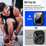 Qirg 2 in 1 Waterproof Case for Apple Watch Series 9 8 7 Screen Protector 45mm, 360 Protective Glass Face Cover Hard PC Bumper + Back Frame for iWatch Accessories 45 mm