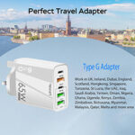 Qirg UK USB Charger Block 20W, 6.6A 2 USB C 3 USB A Ports Plug for England Ireland Scotland British Irish London Hong Kong Type G Adapter