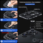 Qirg (3+2PCS) Camera Lens Protector for Samsung Galaxy S25 Ultra 5G, 9H Tempered Glass Camera Cover Screen Protector Metal Individual Ring [Installation Tray][Removal tool][Case Friendly]- Phantom Black