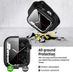Qirg 2 in 1 Waterproof Case for Apple Watch Series 9 8 7 Screen Protector 45mm, 360 Protective Glass Face Cover Hard PC Bumper + Back Frame for iWatch Accessories 45 mm