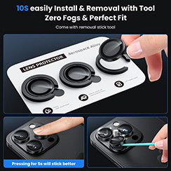 Qirg Camera Lens Protector for iPhone 16 Pro/iPhone 16 Pro Max , HD Tempered Metal Glass Camera Screen Protector Cover Film Accessories-Black