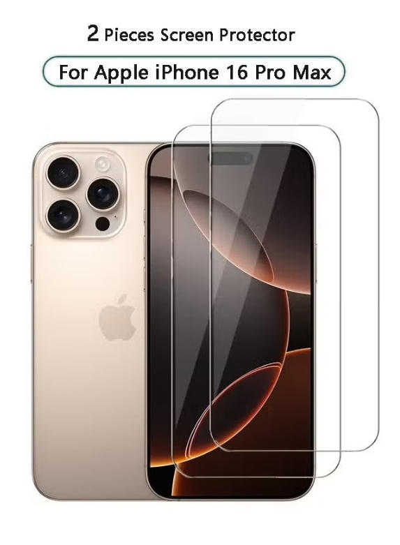 2 Pack iPhone 16 Pro Max Screen Protector [9H+ Aerospace Tempered Glass＆ One-Step Installation] Full Coverage Fit Bubble Free Top-Notch Protection