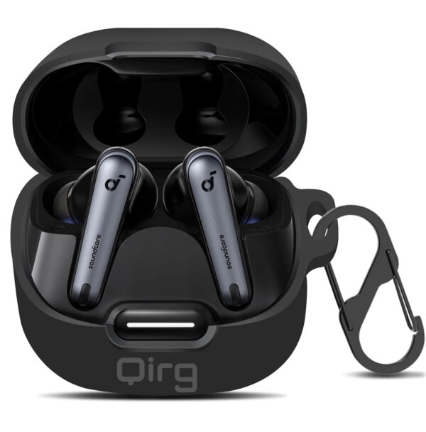 Soft Silicone Shockproof Protective Case Skin for Soundcore Liberty 4 NC Wireless Earbuds (Black)