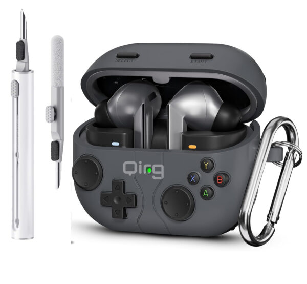 Game Cases for Samsung Galaxy Buds 3 Case & Galaxy Buds 3 Pro Case, Soft Silicone Game Player Design with 3D Button Cases Cover for Samsung Buds Pro 3 with Cleaner Kit - Dark Gray (Copy)