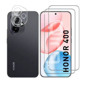 2 in 1 Screen Protector for Honor 400 Pro 5G Glass,With 1Pc Camera Lens Protector,1Pc Glass Film,Bubble Free[Easy to install]