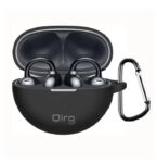 Soft Silicone Protective Cover Compatible with Huawei FreeClip, Protective Skin Case with Carabiner (Black)