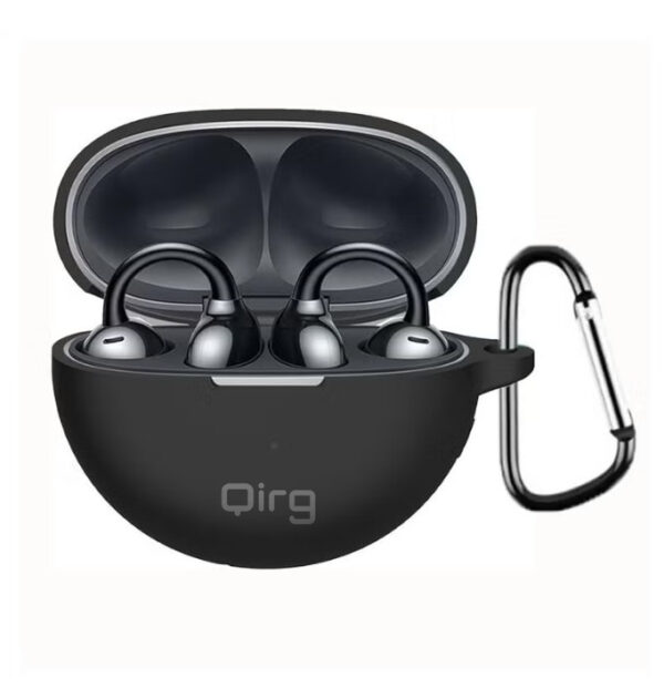 Soft Silicone Protective Cover Compatible with Huawei FreeClip, Protective Skin Case with Carabiner (Black)