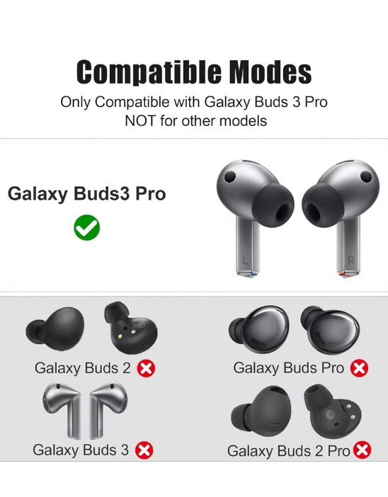 Ear Tips for Samsung Galaxy Buds Pro 3 - Silicone Earbuds for Samsung Buds Pro 3, Compatible with Samsung Galaxy Buds Pro Replacement Accessories, L/M/S (3 Pairs) Black