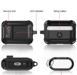 Carbon grain surface Cover Case Compatible With Airpods Pro 2 Lock Clip with cleaning tools,Protective anti-fall Skin--Black