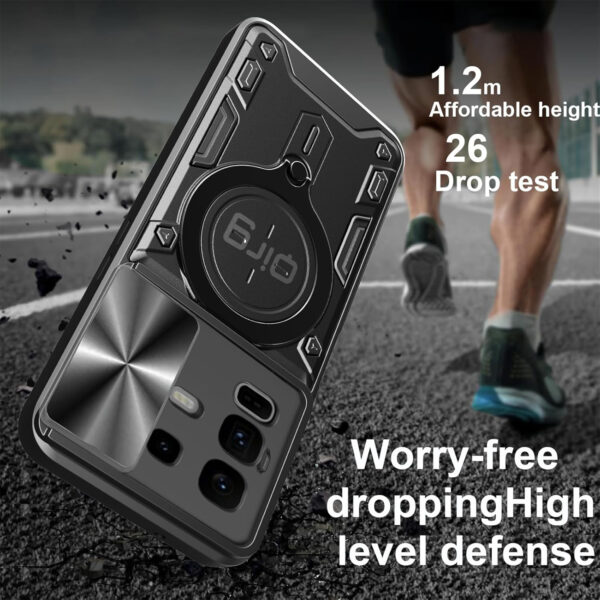 Armor Case for Infinix Note 50 S, Lens Push Window, Military Grade Shockproof Protective Cover with Kickstand for Infinix Note 50 S-Black