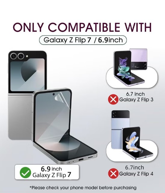 4 in 1 Screen Protector for Samsung Galaxy Z Flip 7, Inside TPU Hydrogel Film+Lens Film+ Front/Back HD Clarity Screen Protector for Samsung Galaxy Z Flip 7-6.9", Touch Sensitive, HD-Ultra Thin Soft TPU