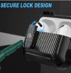 Carbon grain surface Cover Case Compatible With Airpods Pro 2 Lock Clip with cleaning tools,Protective anti-fall Skin--Black