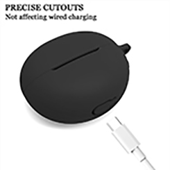 Soft Silicone Protective Cover Compatible with Huawei FreeClip, Protective Skin Case with Carabiner (Black)