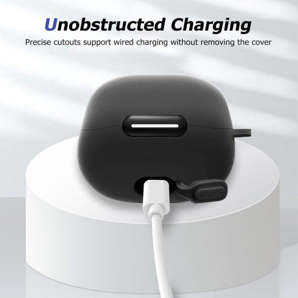 Soft Silicone Shockproof Protective Case Skin for Soundcore Liberty 4 NC Wireless Earbuds (Black)