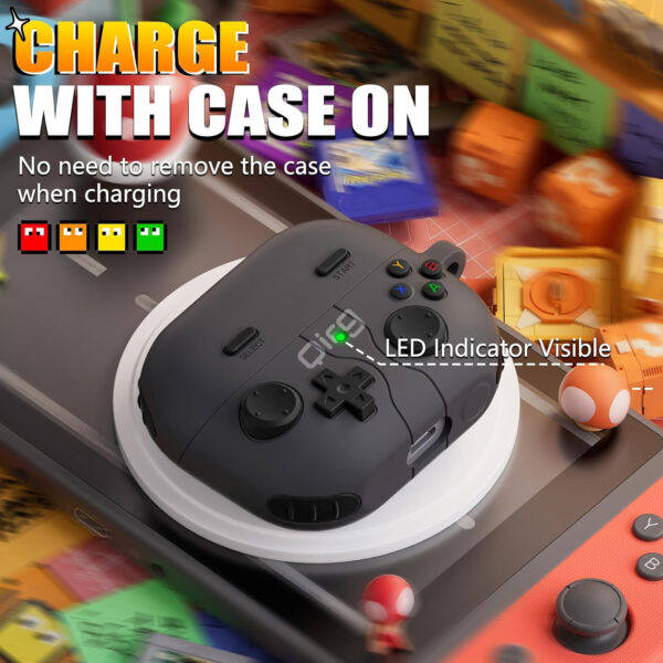 Game Cases for Samsung Galaxy Buds 3 Case & Galaxy Buds 3 Pro Case, Soft Silicone Game Player Design with 3D Button Cases Cover for Samsung Buds Pro 3 with Cleaner Kit - Dark Gray (Copy)