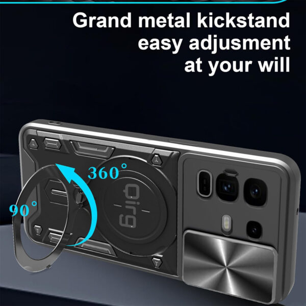 Armor Case for Infinix Note 50 S, Lens Push Window, Military Grade Shockproof Protective Cover with Kickstand for Infinix Note 50 S-Black