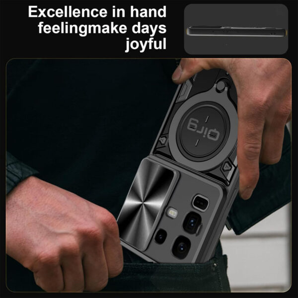 Armor Case for Infinix Note 50 S, Lens Push Window, Military Grade Shockproof Protective Cover with Kickstand for Infinix Note 50 S-Black