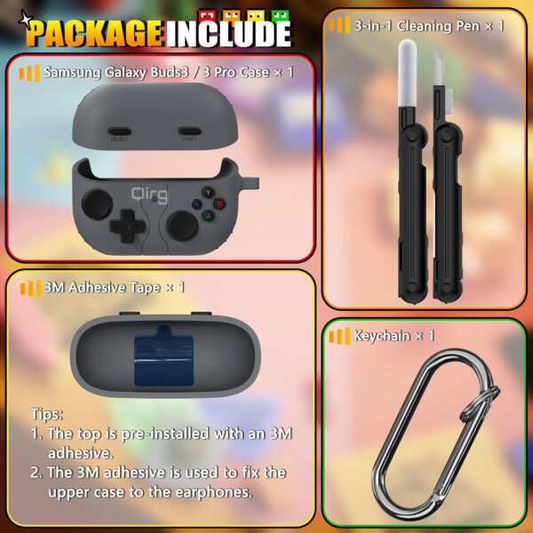 Game Cases for Samsung Galaxy Buds 3 Case & Galaxy Buds 3 Pro Case, Soft Silicone Game Player Design with 3D Button Cases Cover for Samsung Buds Pro 3 with Cleaner Kit - Dark Gray (Copy)