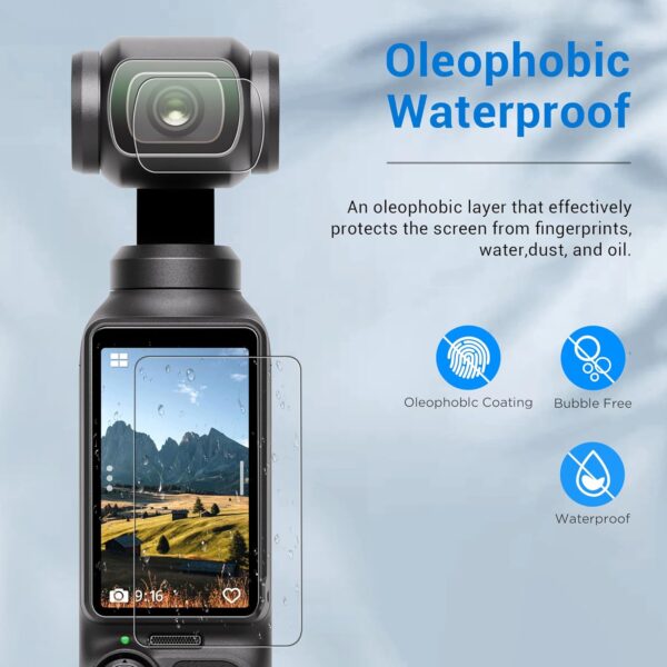 2 Pack Screen Protector DJI Osmo Pocket 3, Osmo Pocket 3 Lens Protector for DJI Osmo Pocket 3 Accessories with Tempered Glass LCD Display Film, Ultra HD, 9H Hardness, Scratch Resistant